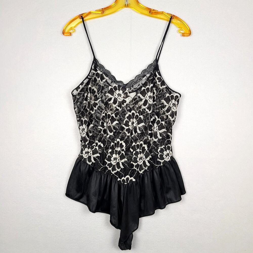 Vintage Undercover Wear Teddy Women's M Black‎ Lace Sheer Romper Lingerie USA